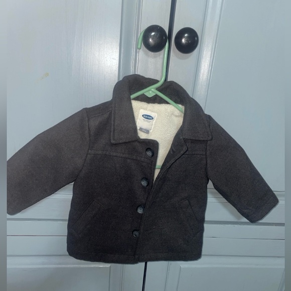 Old Navy Boys Jacket Coat Gray Button Long Sleeve 6-12 Months - Picture 1 of 8